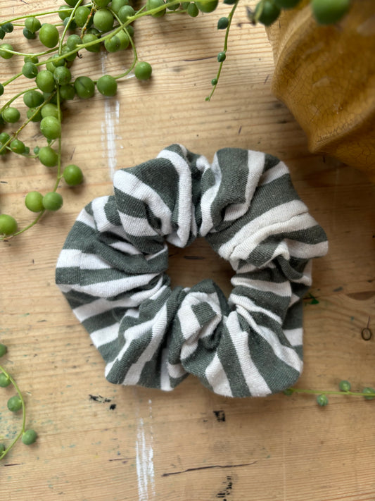 Jersey Stripe Olive Scrunchie