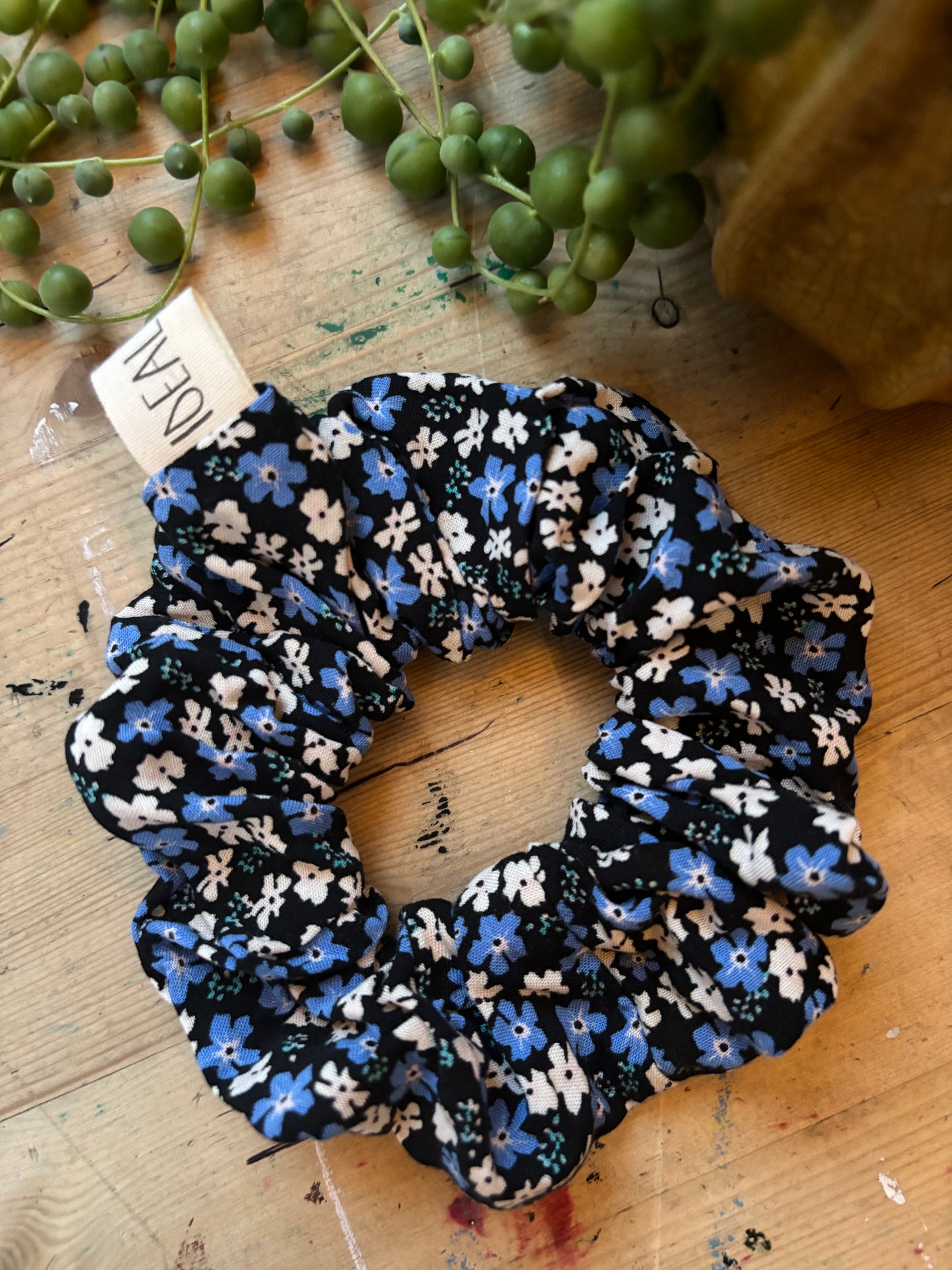 Blue and White Bloom Scrunchie