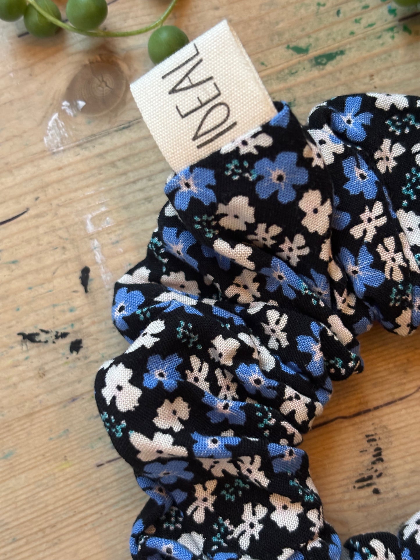 Blue and White Bloom Scrunchie